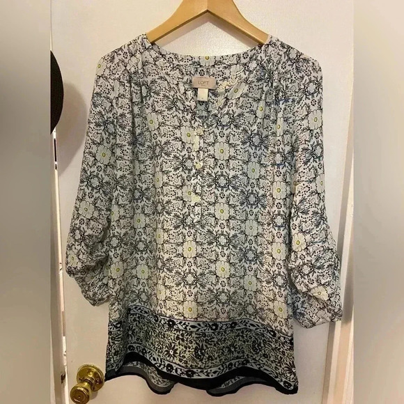 LOFT Outlet Womens Blouse Top Sz M Button EUC - Picture 11 of 15